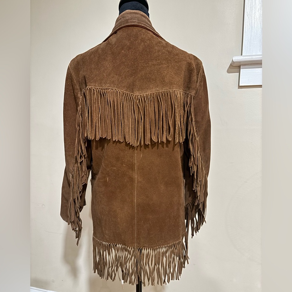 Pioneer Wear Vintage 70s Western Suede Fringe Jacket Size 34 Medium - Picture 6 of 9
